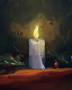 schilderij met kaars voor het gedicht 752 Christmas